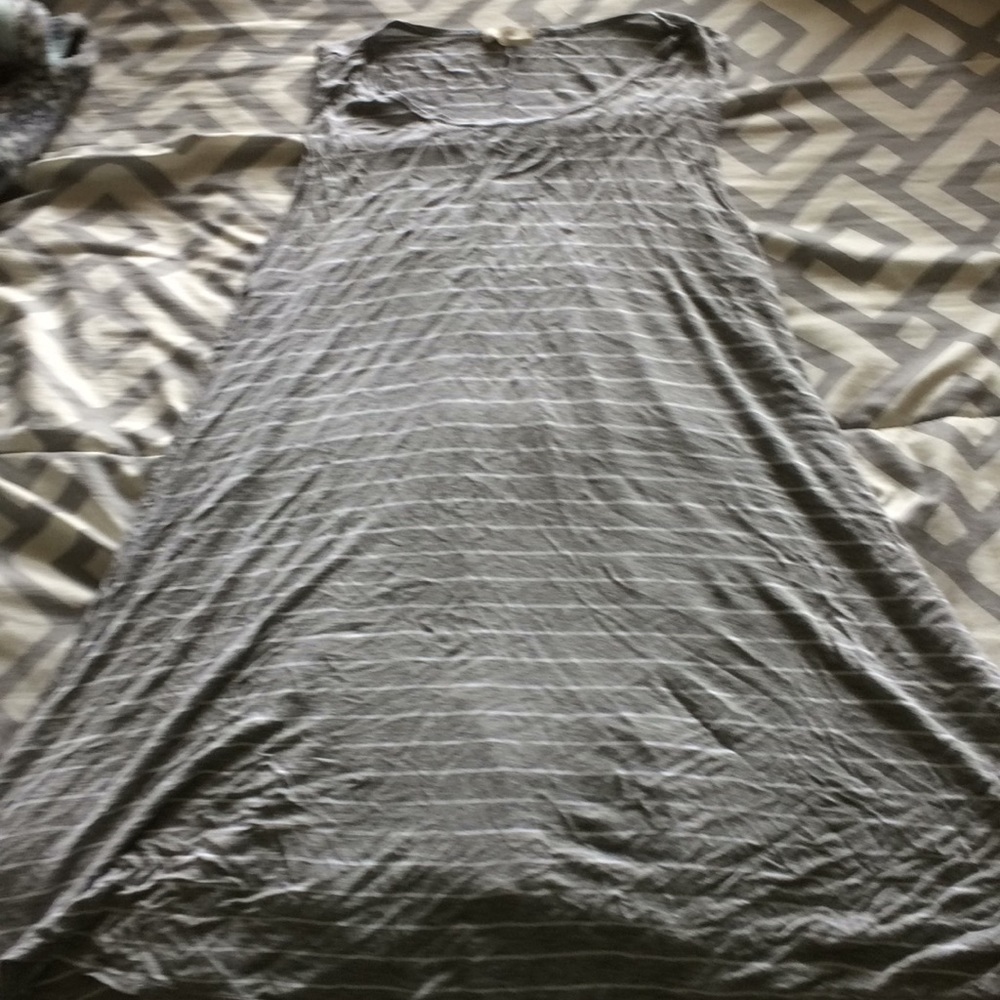 Grey & white striped dress